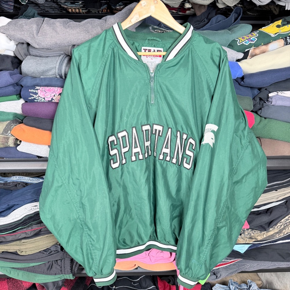 TEAM EDITION APPAREL Green Spartans Pullover Windbreaker Jacket Mens XL